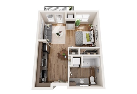 Floor plan for studio, 1 bath, 495 sqft